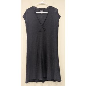 Eileen Fisher Black Italian Yarn Wool V-neck Dress Size Small